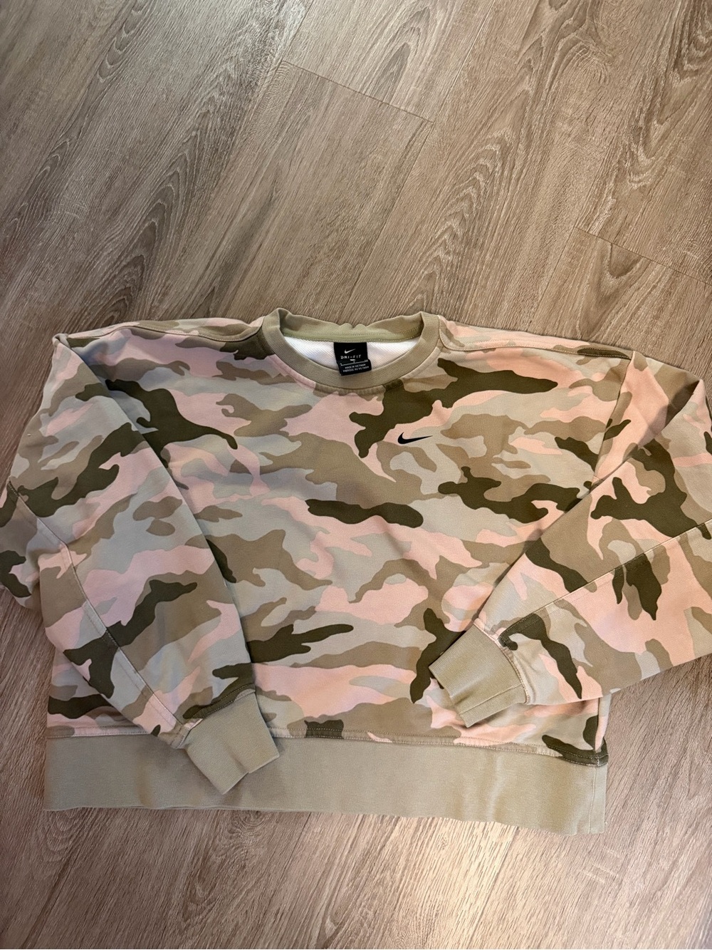 Nike Dri-FIT Camo Pullover in Olive & Pink